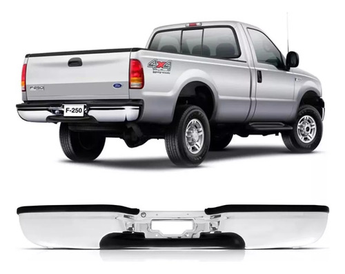 Kit Parachoque Traseiro Cromado F250 1999 A 2011 Com Pisante