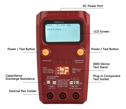 Comprobador De Transistores Bside Esr02 Pro, Componente De C