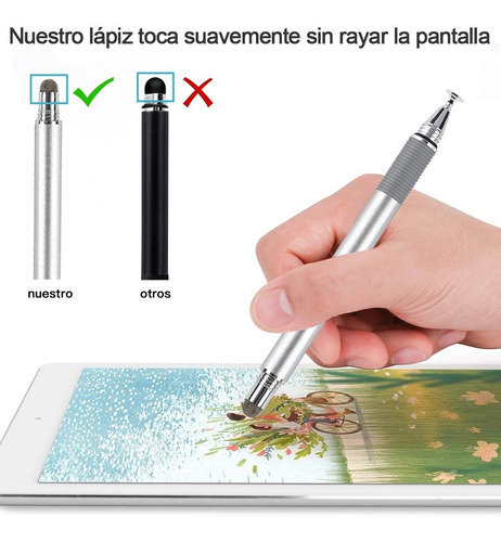 Imagen 4 de 10 de Lápiz Óptico Touch Stylus Lapiz Capacitivo Táctil 2 En 1