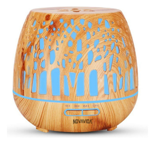 Difusor De Aroma Umidificador De Ambiente Luz Led Bluetooth Cor Amadeirado 110v/220v