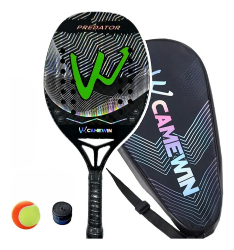 Raquete Beach Tennis Camewin 100% Fibra Carbono 12k Brindes