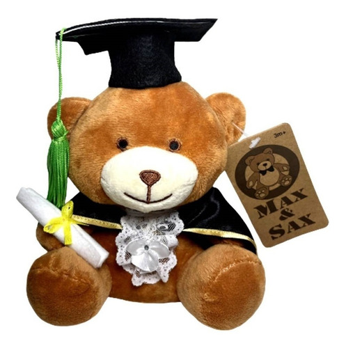 Imagem 1 de 4 de Boneco Pelúcia Pequeno Urso Ursinho Marrom Formatura Diploma