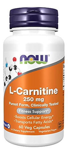 Suplementos Now, L-carnitina 250 Mg, Forma Más Pura, Aminoác