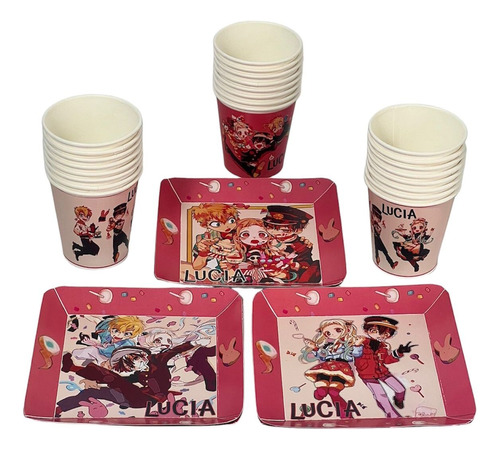 Combo Souvenir Vasos + Platos Personalizados X 12 Hanako-kun