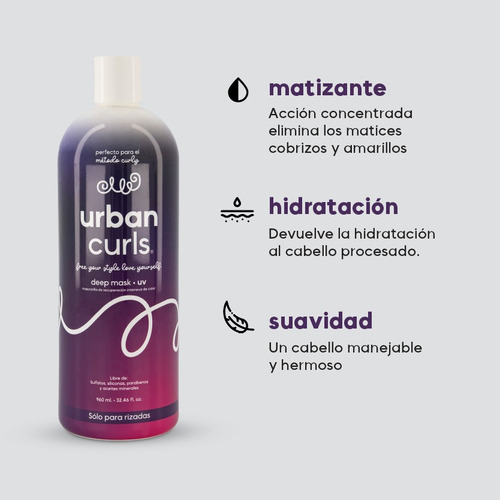 Tratamiento Mascarilla Rizado Urban Curls Deep Mask Uv 960ml