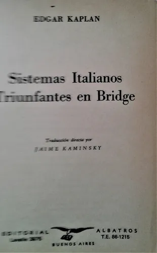 Sistemas Italianos Triunfantes En Bridge - Edgar Kaplan (Usado)