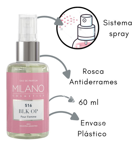 Milano Mini Perfume De Mujer 60ml-516 Blk Op