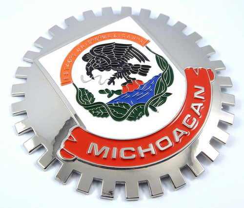 Michoacan Emblema Con Bandera De México Para Parrilla De Aut