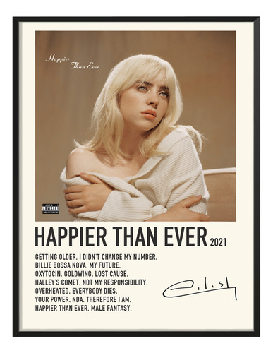 Poster Billie Eilish Album Tracklist Happier Than Ever 80x40