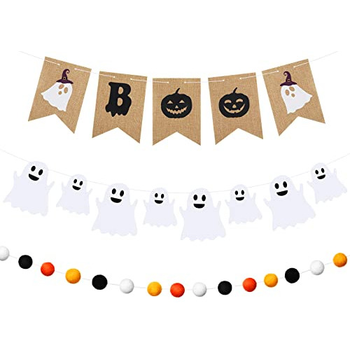 Halloween Banner 3 Pcs Arpiller Boo Banner Fieltro S7wt9