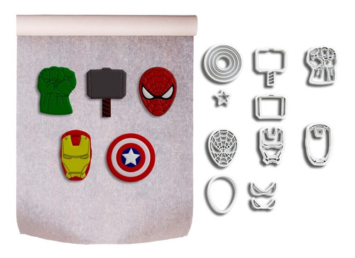 Kit 5 Cortadores Vingadores Para Cupcakes / Cakepops