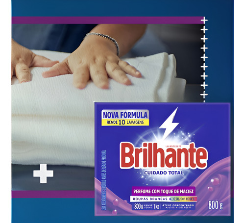 Lava Roupas Pó Brilhante Cuidado Total 800g Sabão Em Pó