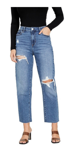 Jeans Guess Estilo Casual Tiro Alto Color Azul Para Mujer