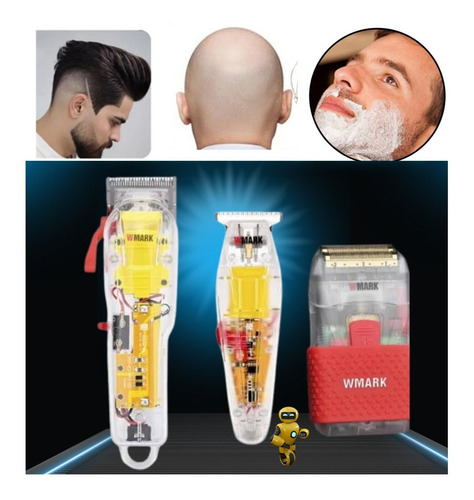 Imagem 2 de 5 de Kit 3 Maquinas Cortar Cabelo Acabamento Barbeador Shaver