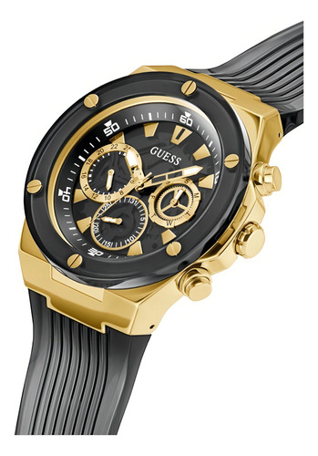 Reloj Guess Poseidon Para Caballero Gw0425g1 Negro Color Del Bisel Dorado Color Del Fondo Dorado