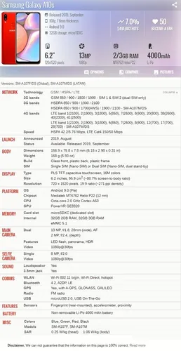 Samsung Galaxy A10s Sm-a107fds 2gb 32gb Dual Sim Duos