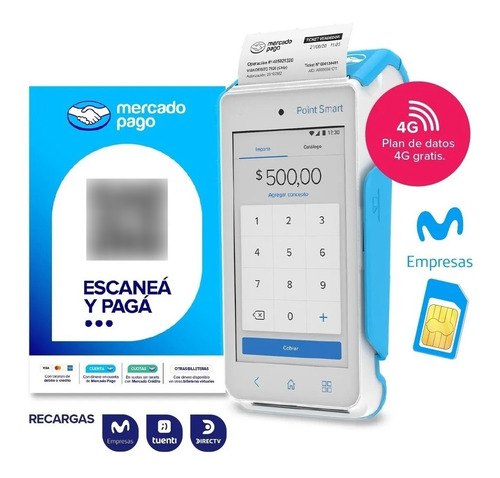 Imagen 3 de 10 de Mercadopago Point Smart - Lector De Tarjetas Tipo Posnet 4g