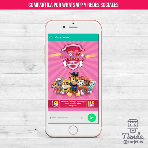 Imagen 3 de 3 de Invitación Digital + Imprimible - Paw Patrol Skye Y Everest