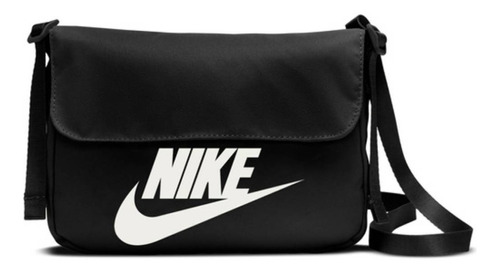 Bolsa transversal Nike Futura 365 design liso de poliéster  preta com alça de ombro preta