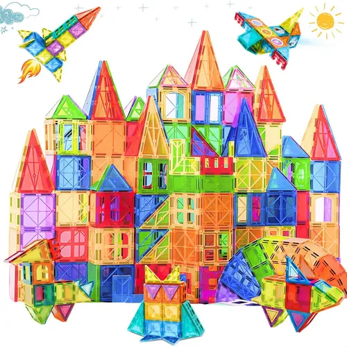 Blocos Magnéticos Construção Brinquedo Educativo 129 Peças 129