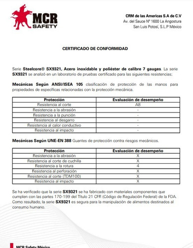 Par Mangas Anticorte Mcr Protección Extrema Nivel Ansi A8