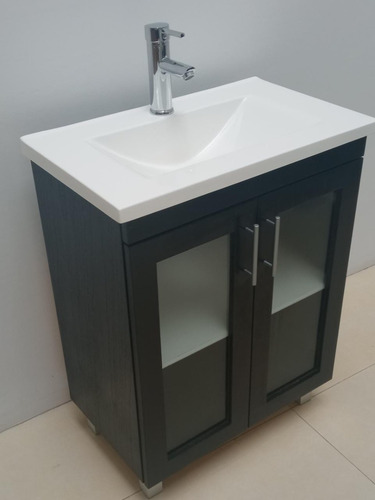 Imagen 2 de 10 de Vanitory 62cm Color Wengue Con 2 Puertas