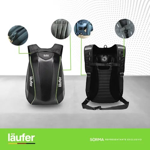 Mochila Porta Casco Moto Rigida Ampliable Laufer