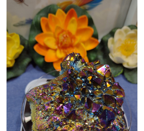 Drusa Cuarzo Aura Arcoiris ( Pieza Única 152 Grs 8 Cm)