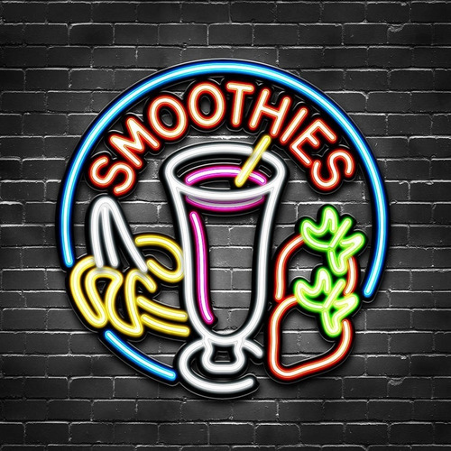 Cartel Smoothies En Neón Led/ Flex/ Logos/ Figuras/ Comercio