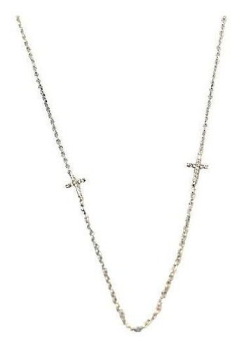Colar Prata Com Mini Crucifixo Cravejado Em Zircônia Branca
