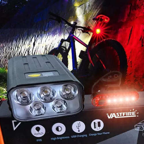 Juego de luces para bicicleta, potentes lúmenes, luces LED delanteras y  traseras para bicicleta de montaña de carretera