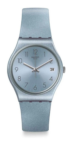 Reloj Swatch Celeste Metalizado Con Números Gl401