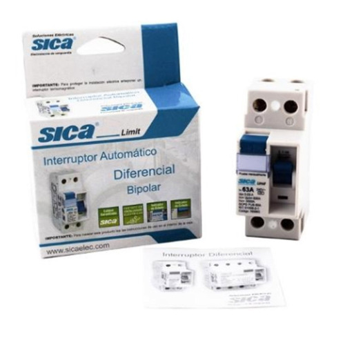 Imagen 4 de 9 de Disyuntor Diferencial Sica Bipolar 2x63 63a 2x63a Monof R