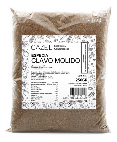 Clavo De Olor Natural Artesanal En Polvo 250g