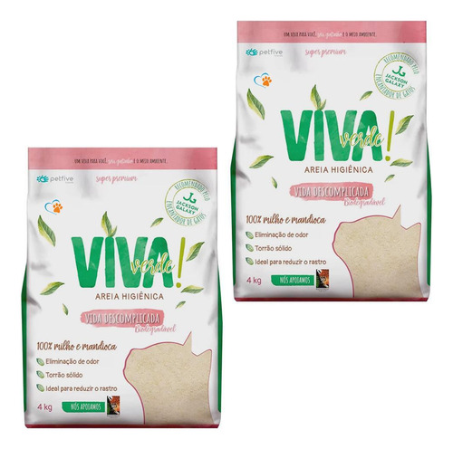 Viva Verde Vida Descomplicada kit 2 areia higiênica 4kg