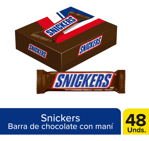 Barra Chocolate Y Maní Snickers X48 Un - Kg a $1470