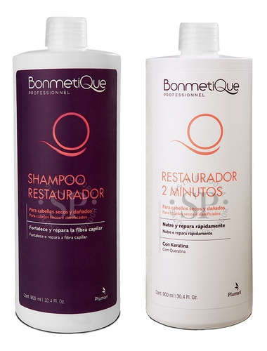 Shampoo + Acondic. Restaurador 2 Minutos Bonmetique X 900 Ml