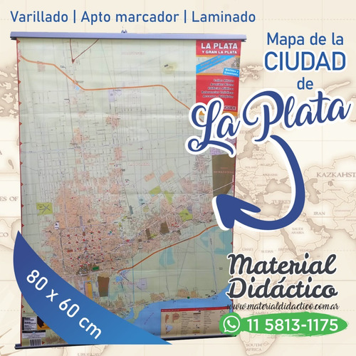 Mapa Ciudad De La Plata 80x60cm Plastificado Y Laminado