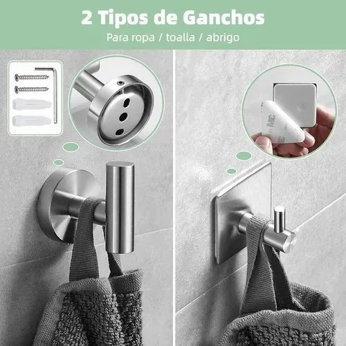 Imagen 8 de 10 de Juego De Accesorios De Baño Plata Mate, 7 Piezas