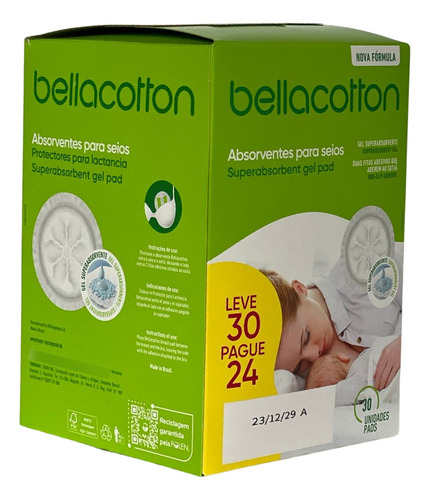 Absorvente De Seio Amamentação Bellacotton 30 Unidades