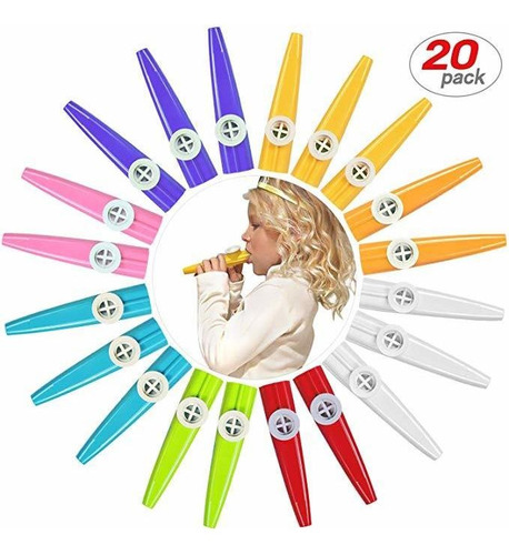 20 Pack Plastic Kazoos Musical Instruments With 20pcs Kazoo 