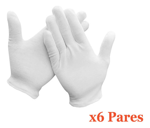 6 Pares De Guantes Blanco De Algodón Para Industria, Joyería