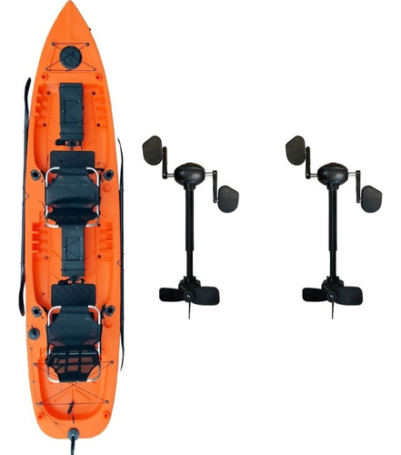 Caiaque Duplo De Pesca Mero Com 2 Pedais - Caiaker Cor Laranja