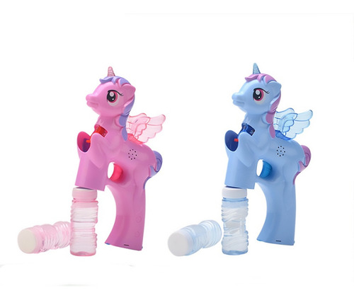 Brinquedo Fazer Bolha De Sabão Unicórnio Rosa Musical E Led