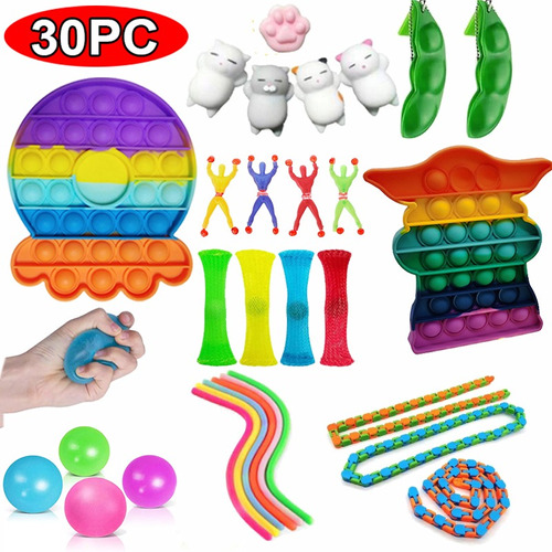 30 Piezas, Paquete De Juguetes Fidget Barato, Pop It Set Z