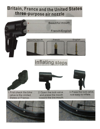 Imagen 6 de 6 de Inflador Pie Pedal Bici Auto Moto Con Pico Pelota Inflables