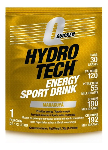 Hidratante Energética Hydrotech Maracuyá 20 Sobres 36g Whey