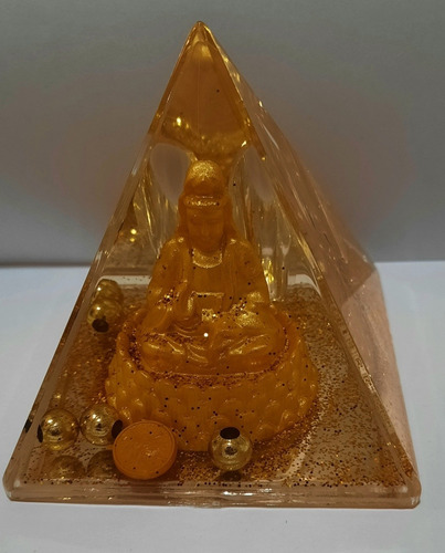 Piramide Adorno Gold  Energéticas Monedas Escritorio Lapicer