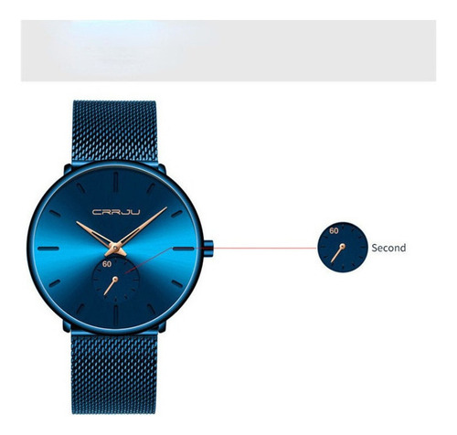 Reloj De Cuarzo Casual Analógico Crrju Mesh Belt Para Hombre