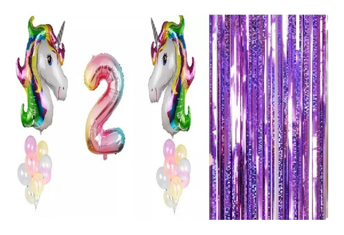 Combo 13 Globos Unicornio Y Cortina (ver Descripcion)